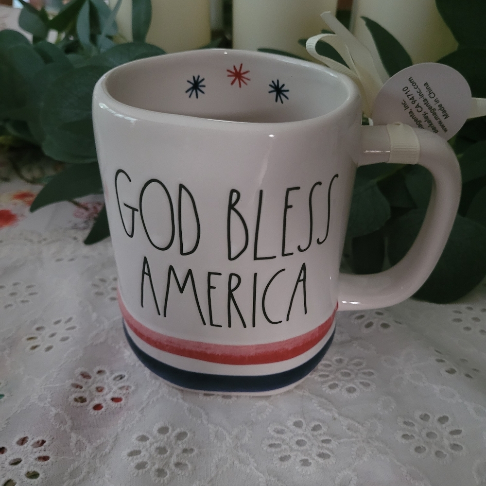 Rae Dynn Patriotic Mug with Red, White, and Blue Accents